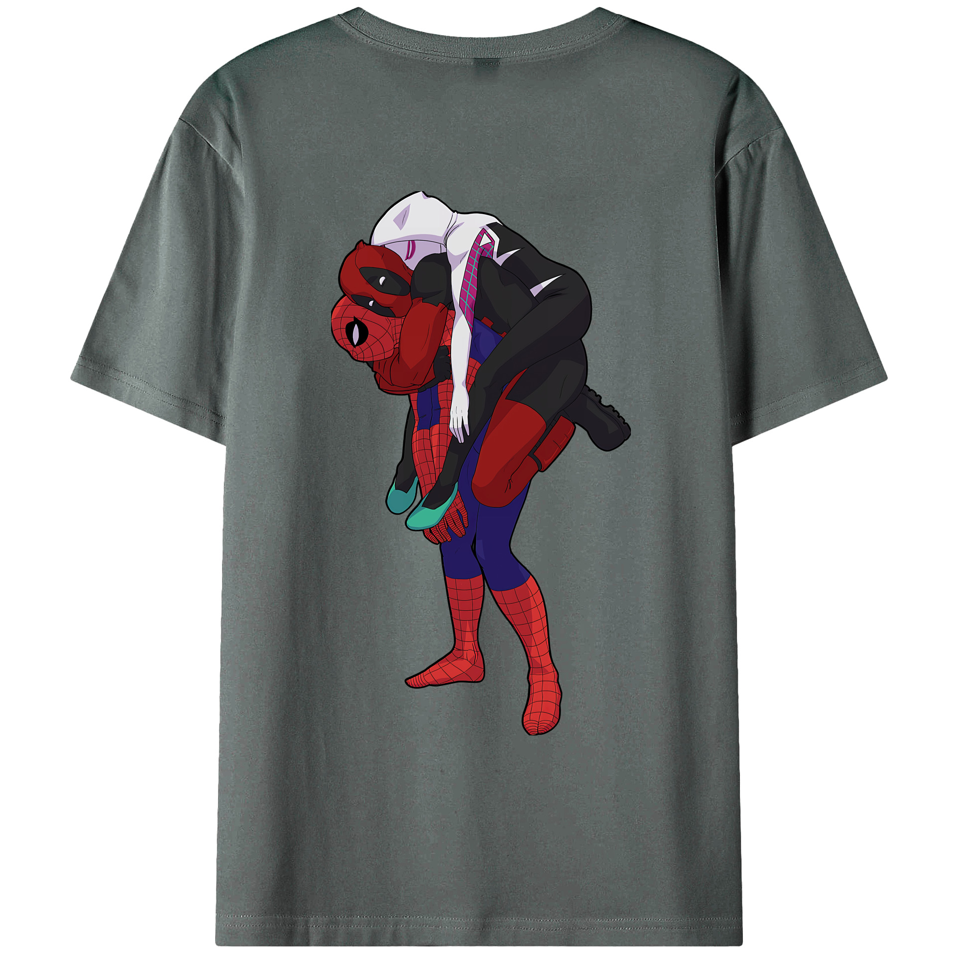 （画像用） Deadpool デッドプール 綿100％ メンズ半袖Tシャツ（バックプリント） 通気性